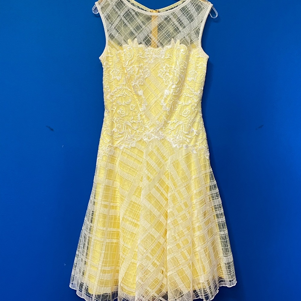 TADASHI SHOJI Stunning Yellow & White Dress Sz 6